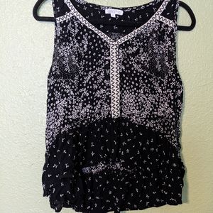 FLORAL BLACK & WHITE TANK TOP